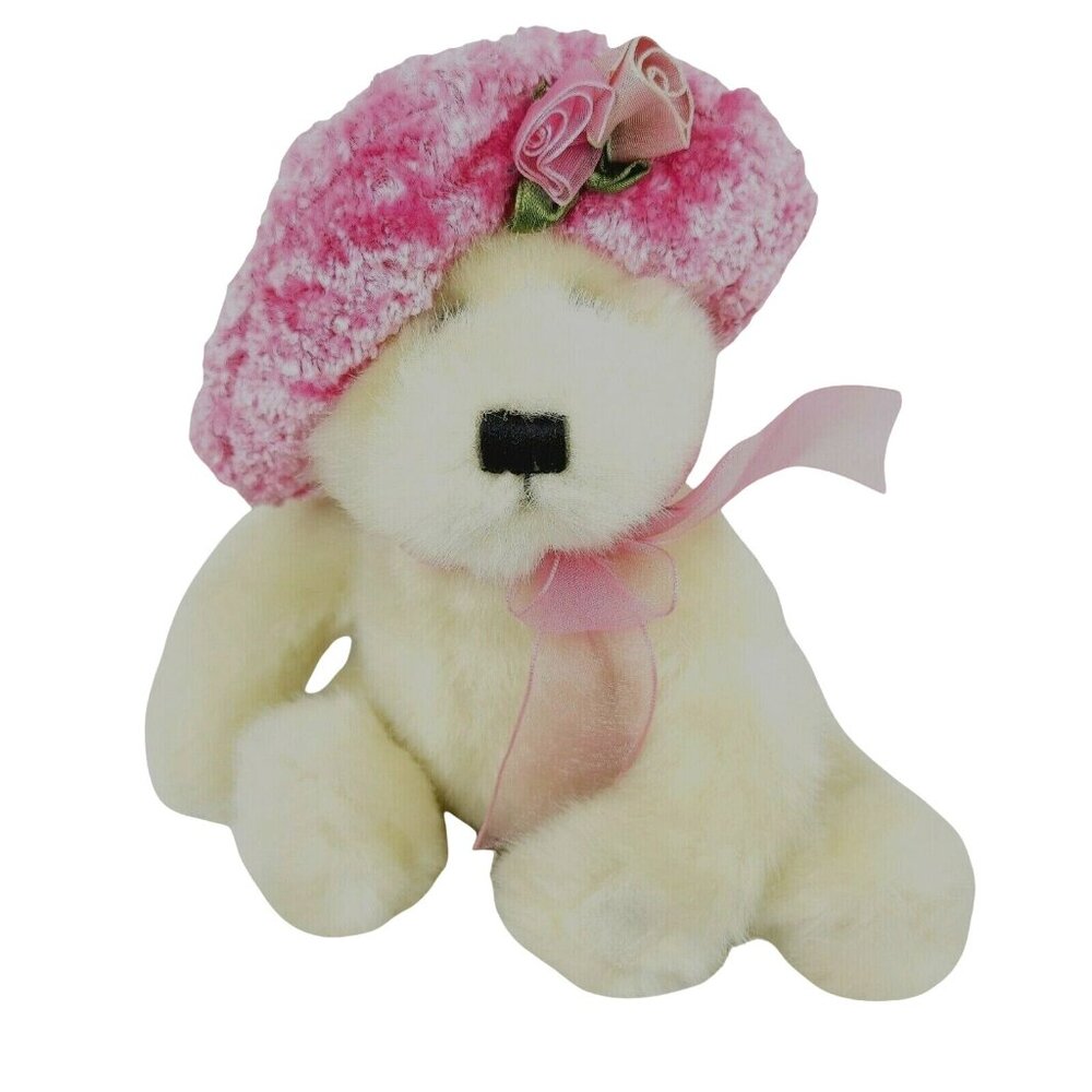 Dan Dee Bear Plush Easter Spring Pink Floppy Hat Flower Scarf Stuffed Animal
